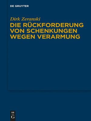 cover image of Die Rückforderung von Schenkungen wegen Verarmung